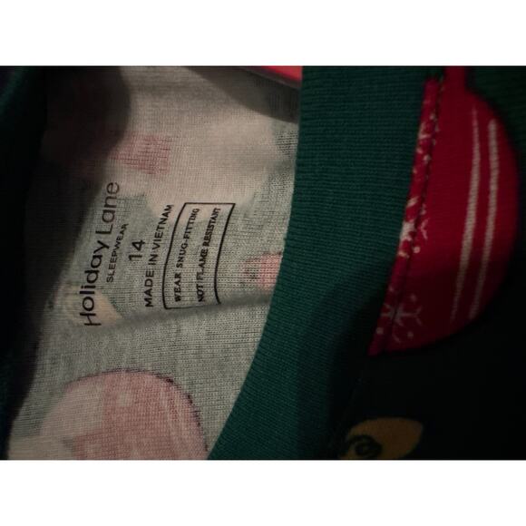 Brand New Holiday Lane Kid's Size 14 Green Ornament 2 Set Pajama Set Lounge - Picture 6 of 6